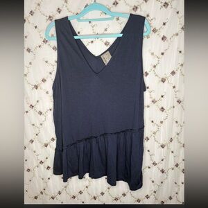 dolan Navy V-Neck Peplum Tank Top